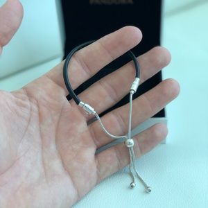 Pandora Moments Black Leather Slider Bracelet